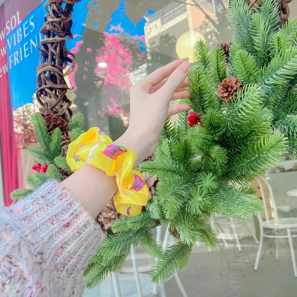 Cột tóc Scrunchies chủ đề Giáng Sinh Noel dịp lễ