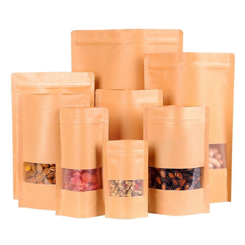 Set 50 Túi Giấy Kraft Đựng Hạt Cà Phê / Thực Phẩm Khô Đứng