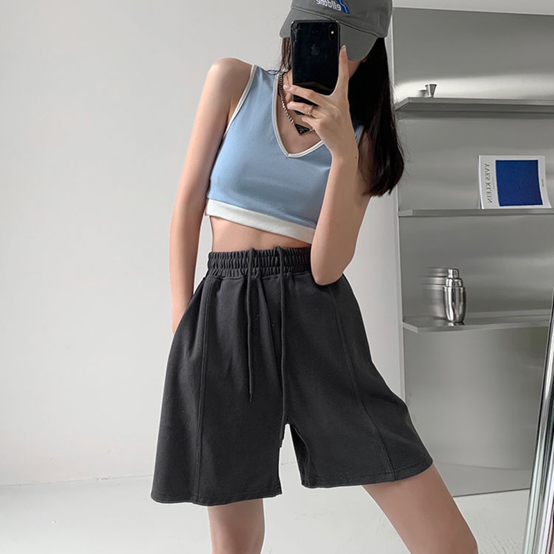 Quần ngắn IELGY kiểu dáng thể thao lưng thun phối dây rút cho nữ