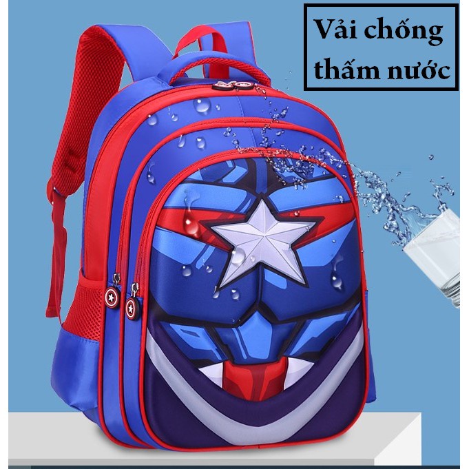 Balo cho bé trai tiểu học từ lớp 1 đến lớp 5 hình siêu nhân 3D chống nước, va đập KDB18