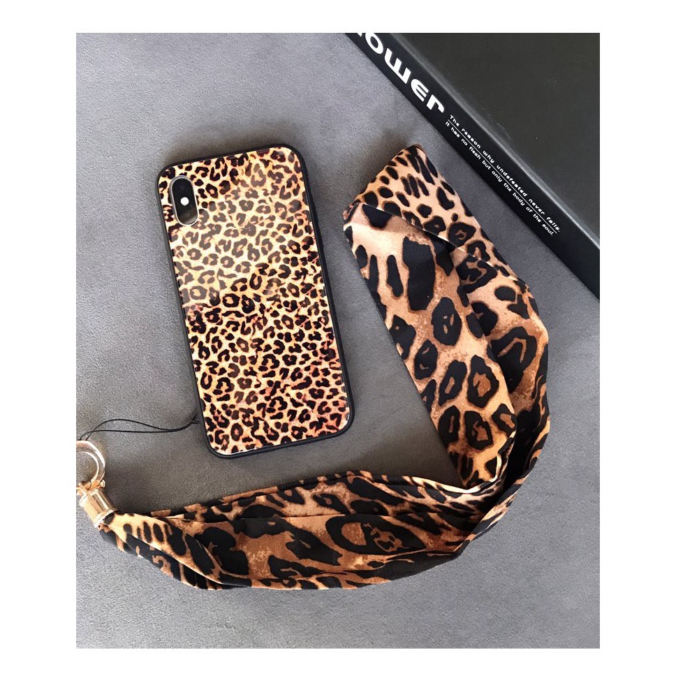 [ IPHONE ] Ốp Lưng Kính Cường Lực Da Báo (kèm dây) - A042 | BigBuy360 - bigbuy360.vn