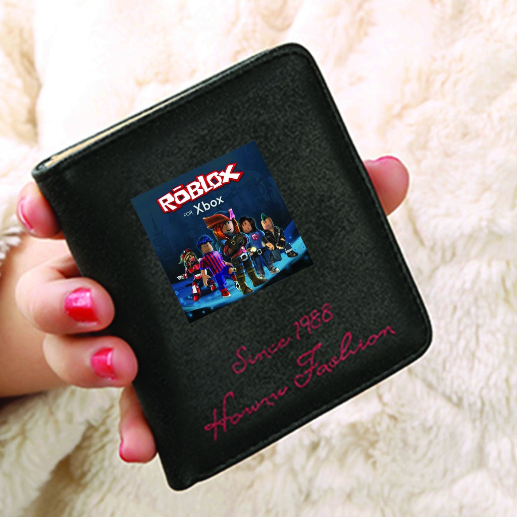 Ví ngắn đen cầm tay IN HÌNH Among Us ROBLOX Five Nights at Freddy's mini game chibi anime đựng vật dụng nhỏ xinh xắn