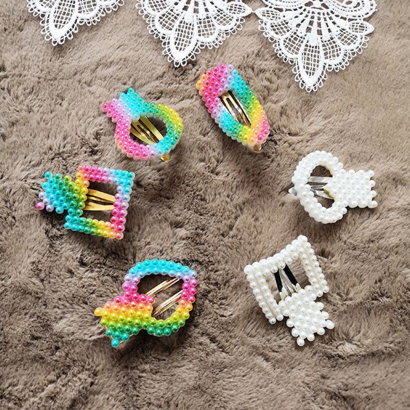 Youyo Kẹp Tóc Hợp Kim Đính Ngọc Trai Giả Màu Cầu Vồng Phong Cách Hàn Quốc Cho Nữ