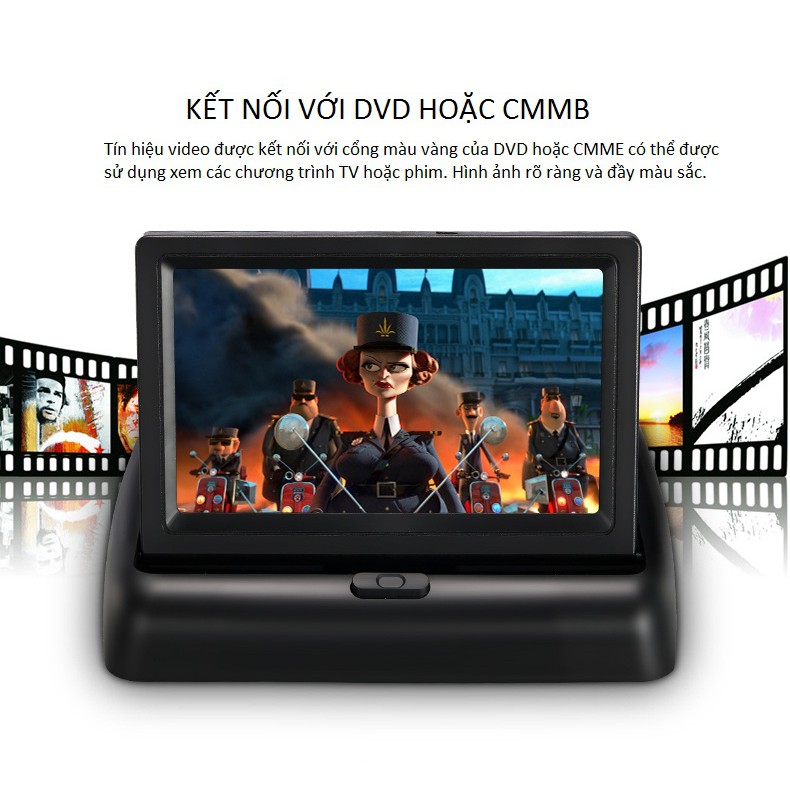 Màn Hình Gấp Gọn LCD 4.3 inch Dành Cho Xe Ô Tô Tặng Kèm Camera Lùi Xoay Góc 90 Độ Cao Cấp