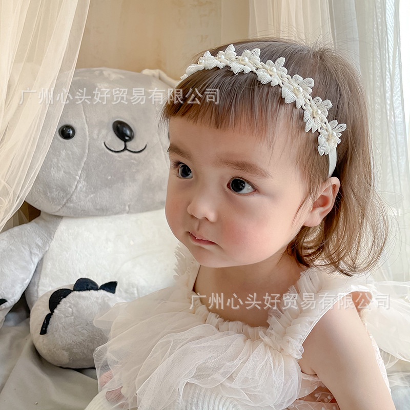 Băng đô ren đính hạt phong cách hàn quốc bé gái