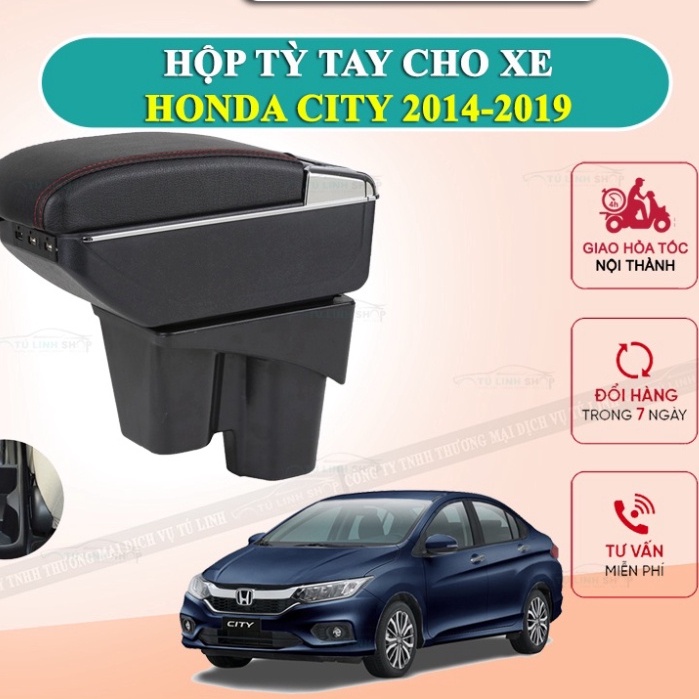 Hộp tỳ tay xe HONDA CITY cao cấp tích hợp cổng sạc USB - Bảo hành 12 tháng