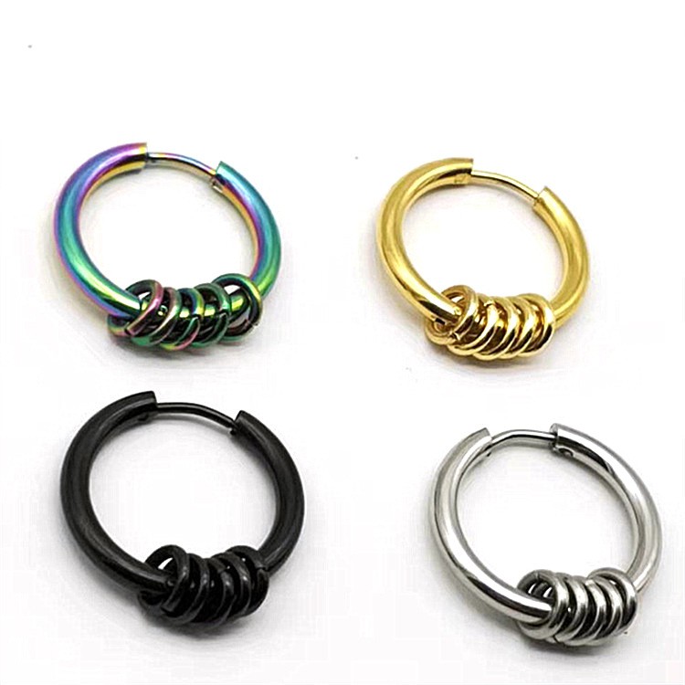Khuyên tai nam titan tròn xỏ lỗ