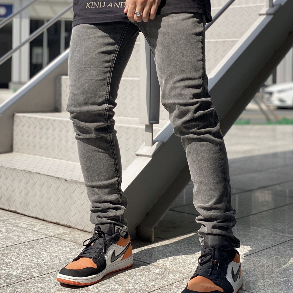 Quần jean nam streetwear cao cấp FNOS NZ6 màu xám trơn form slimfit jean thun co giãn | BigBuy360 - bigbuy360.vn