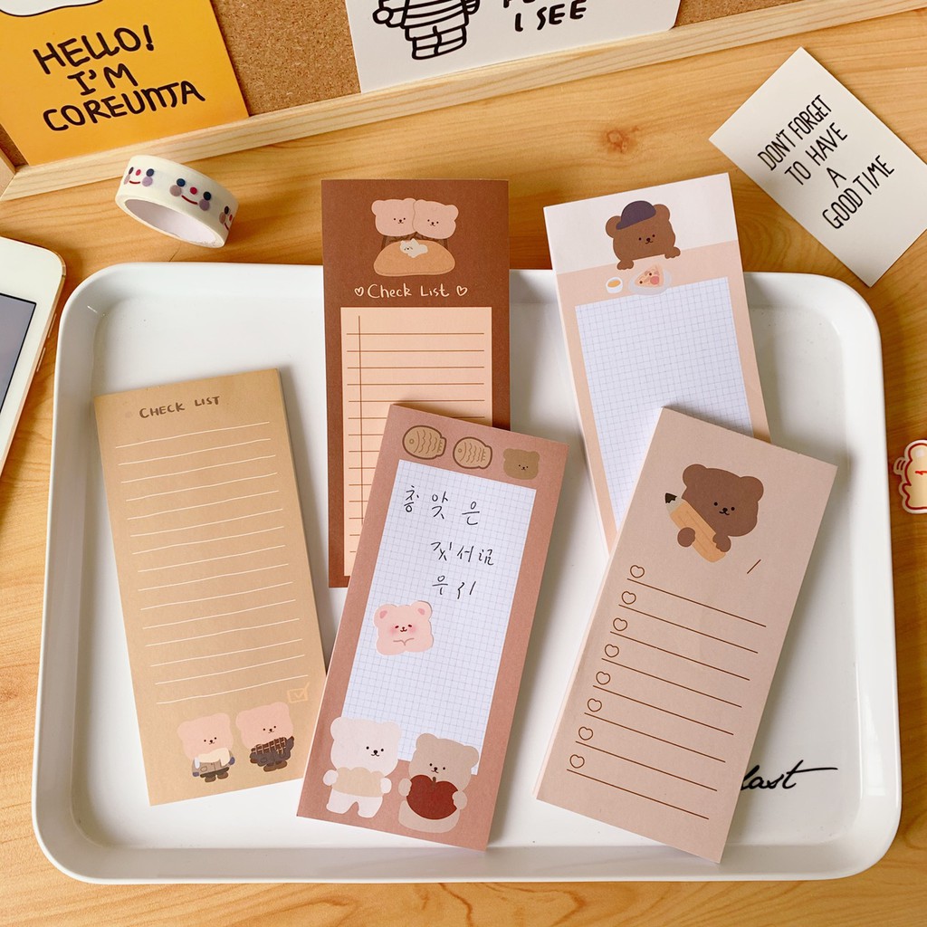 Note Pad Giấy Nhớ Khổ Dọc - Ghi Chép Nhắc Nhở Bear