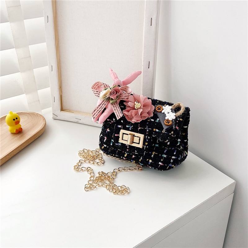 Túi Đeo Chéo Mini Phối Dây Xích Thời Trang Xinh Xắn Cho Bé Gái