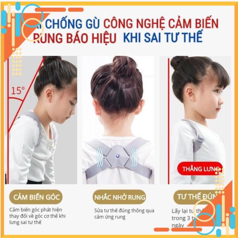 ĐAI CHỐNG GÙ THÔNG MINH ĐIỆN TỬ (HÀNG LOẠI 1) DÀNH CHO NGƯỜI LỚN VÀ TRẺ EM, CẢM BIẾN NHẠY, BÁO RUNG.