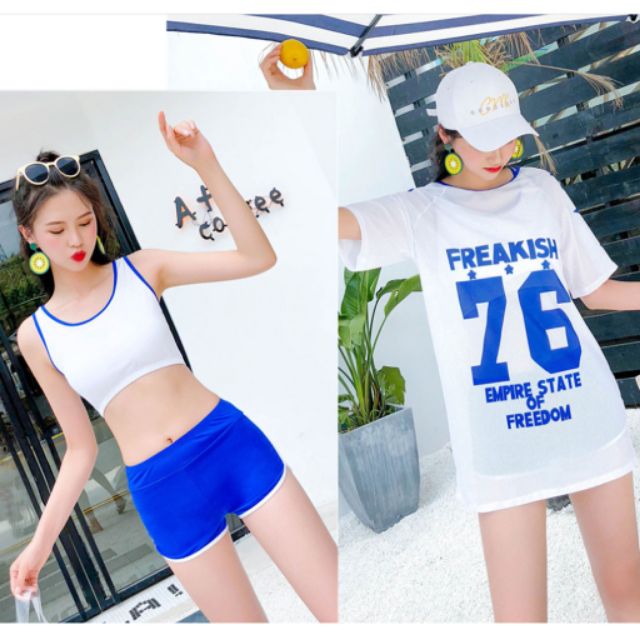 Bộ đồ bơi 2 mảnh kèm áo khoác lưới siêu kute - BK-2411