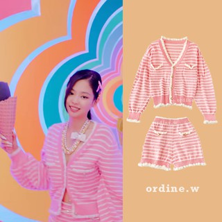 ORDER_Bộ đồ cashmere kẻ ice cream BLACKPINK Jennie