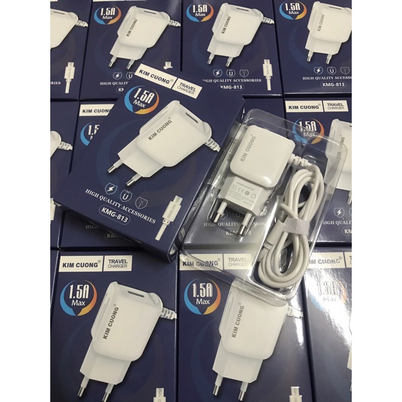 Bộ Sạc Kim Cương Hàng Chính Hãng Chân/Cổng Micro USB thích hợp với các dòng Điện Thoại Samsung/Oppo/Vivo/Xiaomi/Max