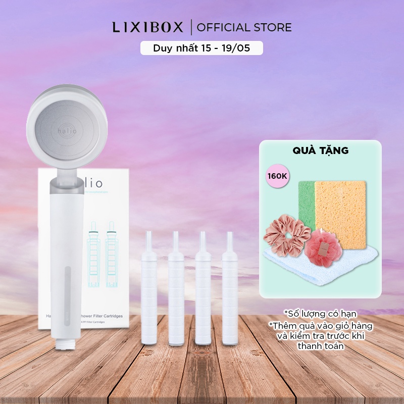 [Mã COSLXT5 giảm 10% đơn 600K] Combo Vòi Sen Lọc Nước Khử Clo Ngừa Mụn Lưng Tăng Áp Halio Và Set 4 Lõi Lọc