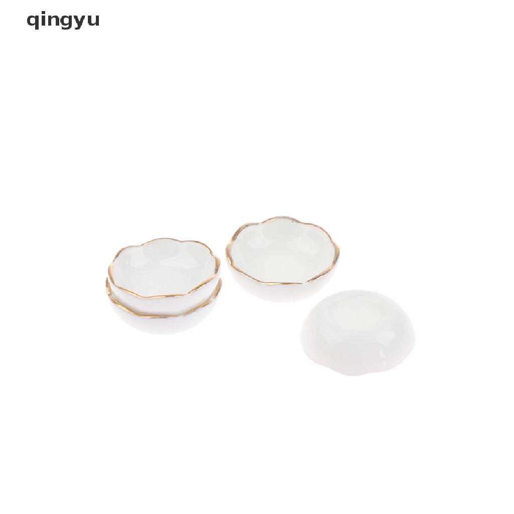 Bộ 4 Chén Dĩa Gốm Sứ Trắng Trang Trí Nhà Búp Bê 1: 12