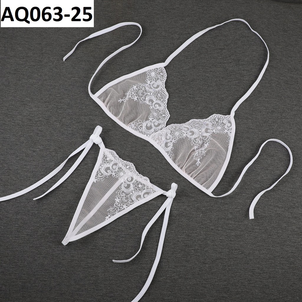 Bộ đồ lót lọt khe lưới thêu hoạ tiết sexy - Bộ đồ lót lưới thêu AQ063 | WebRaoVat - webraovat.net.vn
