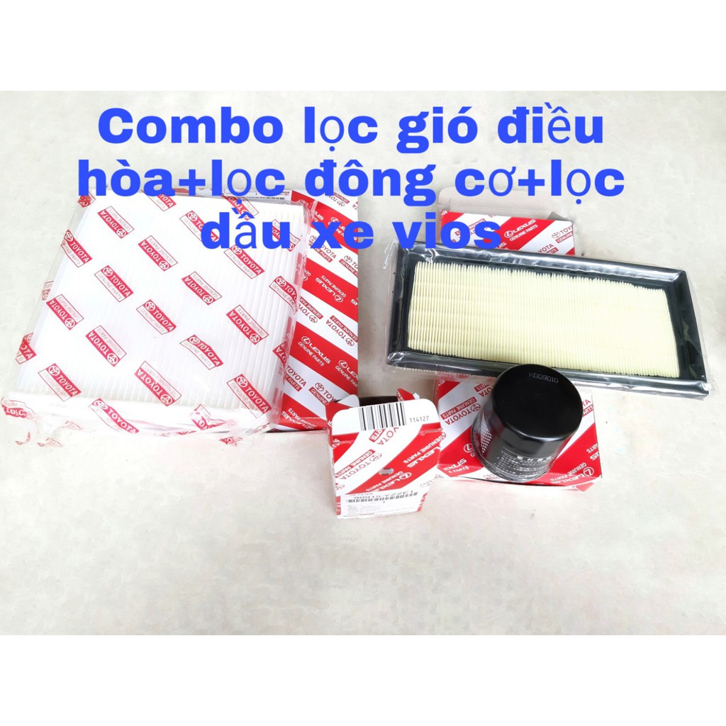 Combo lọc gió động cơ + Lọc gió điều hòa +Lọc dầu xe vios