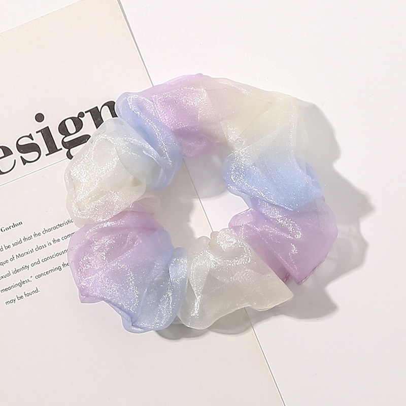 Dây buộc tóc cao su co giãn nhuộm màu gradient đính ngọc trai thời trang