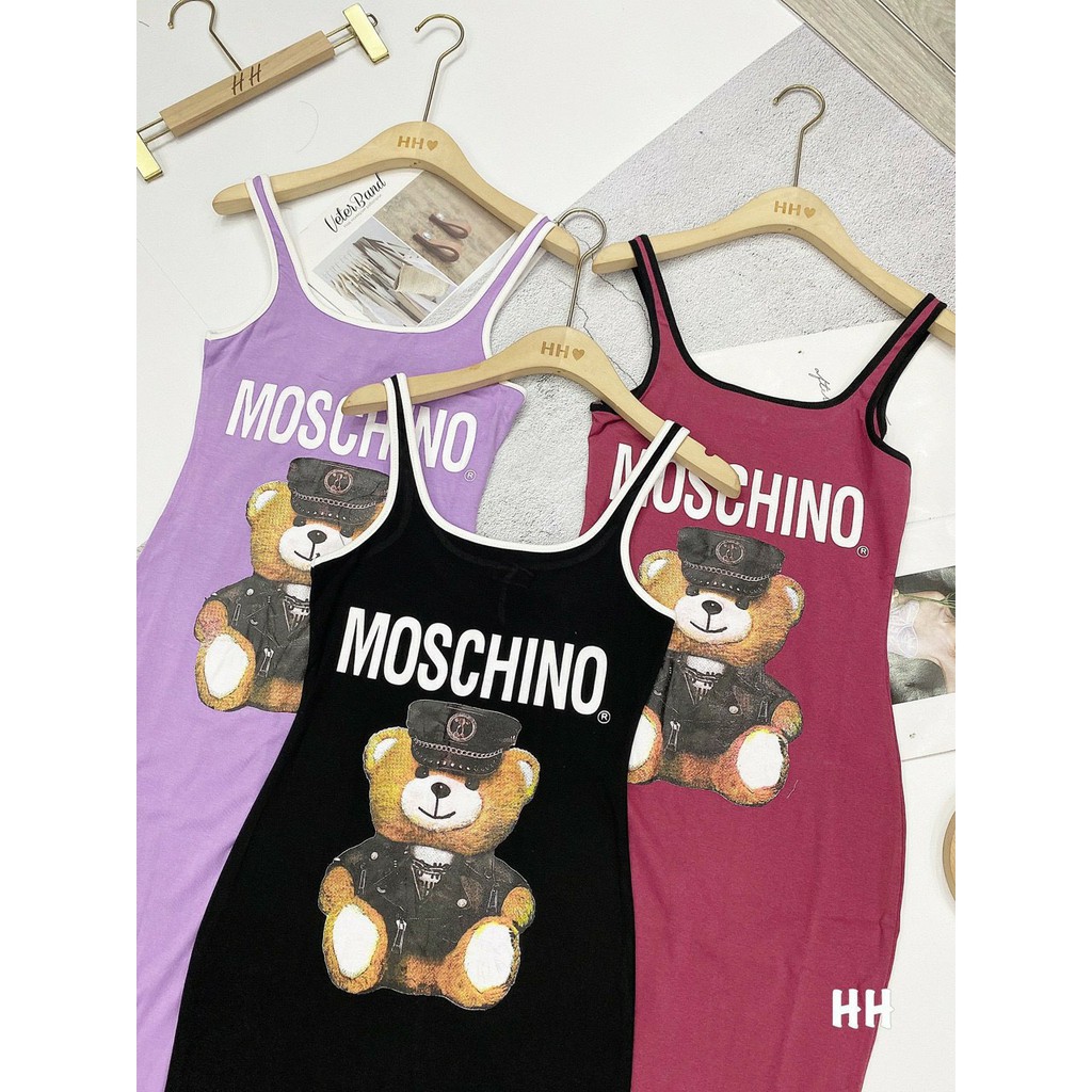 [ Mã FAMAYWA2 giảm 10K đơn 50K] đầm ôm body 2 dây in gấu mos cá tính dễ mặc | BigBuy360 - bigbuy360.vn