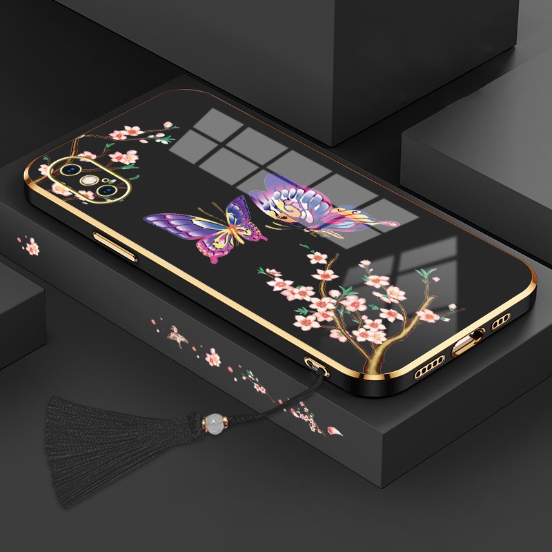 ốp lưng iphone x xs xs max xr Ốp Điện Thoại Silicon Họa Tiết Bươm Bướm Kèm Dây Đeo Cho iphone x xs xs max xr