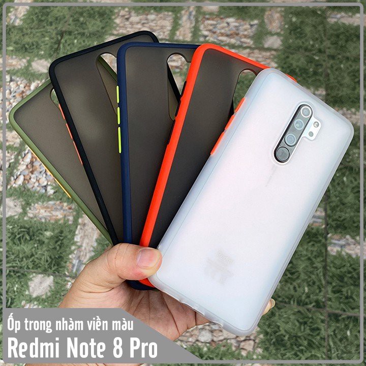 Ốp lưng Xiaomi Redmi Note 8 Pro trong nhám viền màu