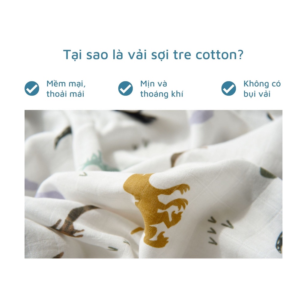 Khăn Sữa Sợi Tre Cho Bé Nắng Của Mẹ chất Cotton Organic mềm mịn, không bụi vải an toàn cho bé 30x30cm _KHANXO