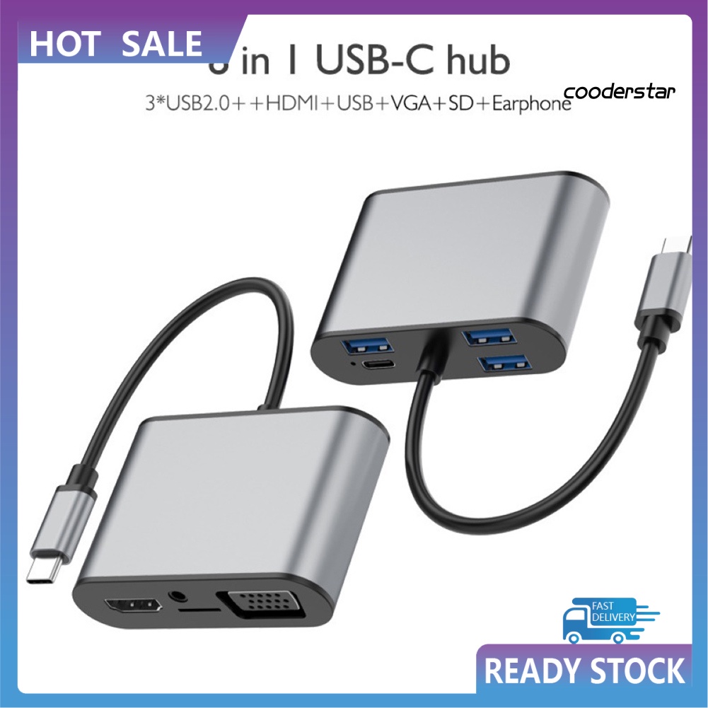 Bộ Chuyển Đổi Cood-Co 8 Trong 1 Type-C Sang 4k Hdmi-Compatible Vga Pd Usb 3.0 2.0 Hub