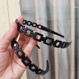 Combo 3 cái Bờm cài tóc vuông đen bóng (bản 1cm)