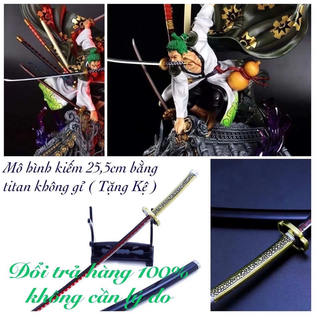 Móc khóa đạo cụ cosplay mô hình kiếm katana kimetsu no yaiba bằng titan 25,5cm cao cấp