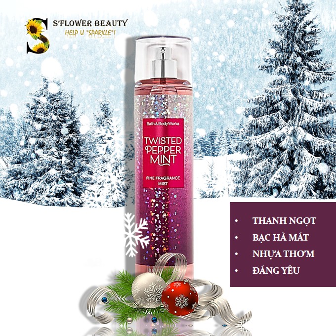BST NOEL 🎄 Xịt Thơm Toàn Thân Bath & Body Works Body Mist - Twisted Peppermint | Winter Candy Apple | Vanilla Bean Noel | BigBuy360 - bigbuy360.vn