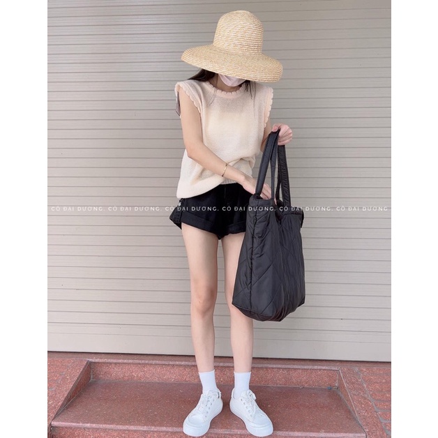 áo gile trơn cổ tròn cánh hoa 0996