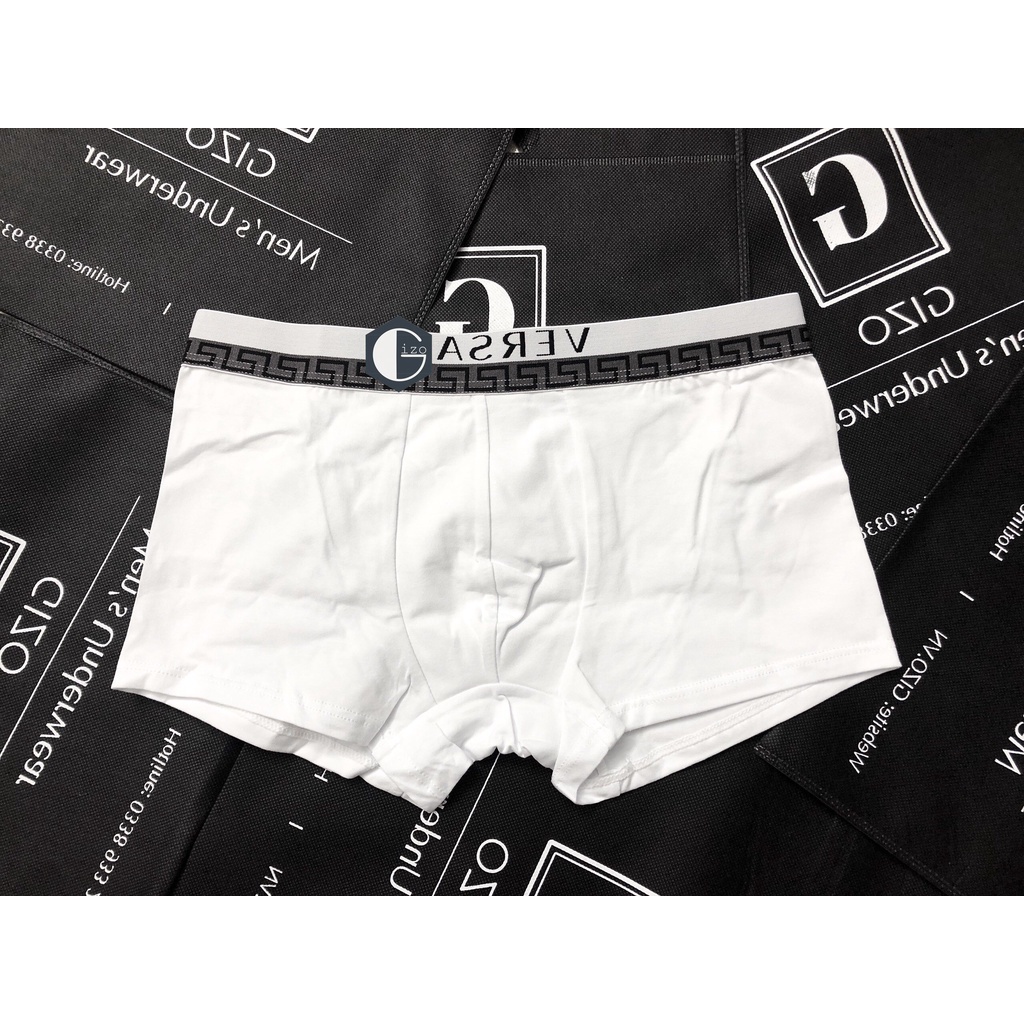 Quần lót nam boxer, quần sịp đùi nam cotton viền họa tiết VER01A