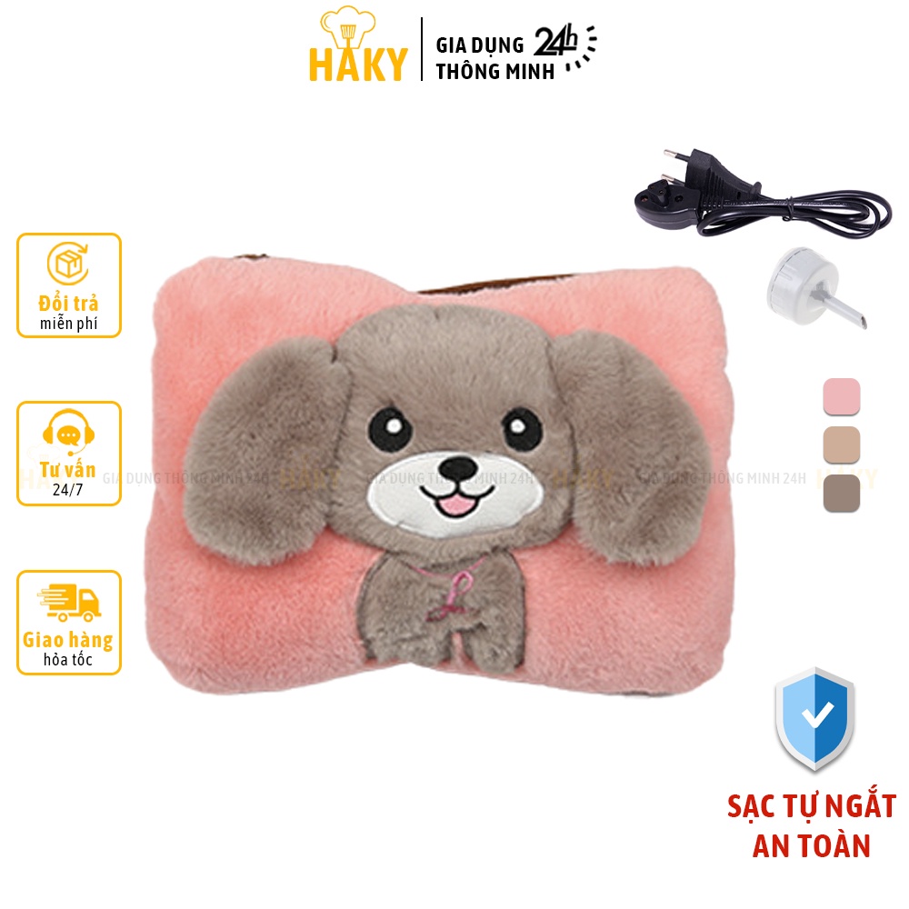Túi chườm nóng sạc điện tự ngắt vỏ lông rời, túi sưởi giảm ê buốt, đau nhức chân tay, giảm đau bụng kinh, HAKY043