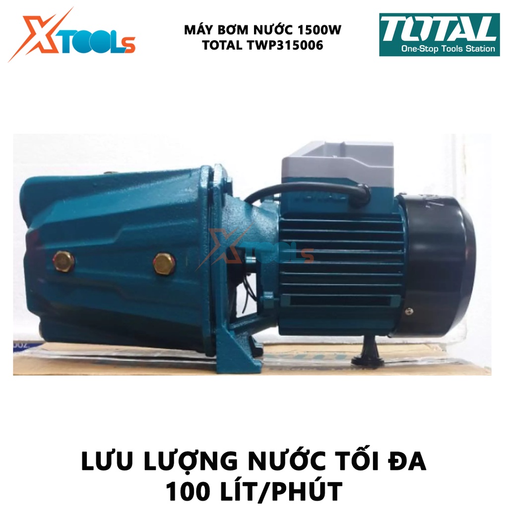 Máy bơm nước TOTAL TWP315006 Máy bơm nước mini Công suất đầu vào1500W(2HP) Chiều cao bơm 60 m Lưu lượng 100 L /phút