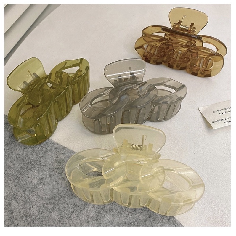 Kẹp Tóc Càng Cua Chuỗi Mắt Xích Jelly Acrylic Cầu Vồng Nhiều Màu