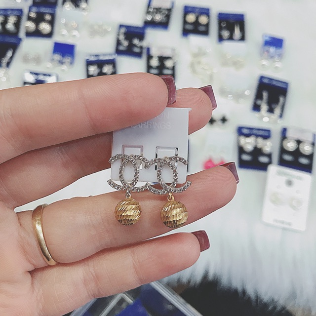 Khuyên tai bạc xi vàng ý mạ vàng trắng 18k