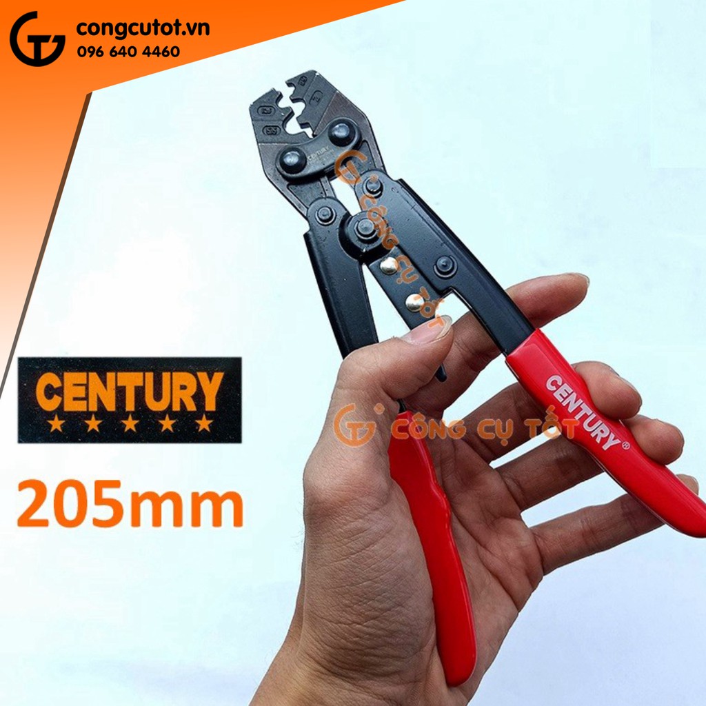 Kìm bấm cos cộng lực 205mm Century số 6 cho dây 1.25 - 5.5 mm², lõi tối đa Φ2.6mm