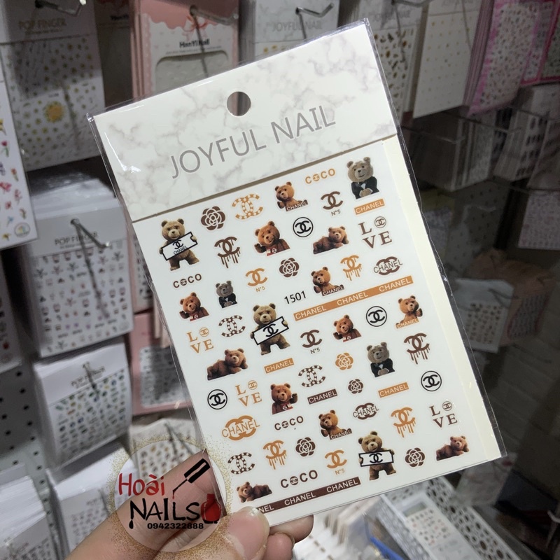 Sticker gấu dễ thương - phụ kiện nail