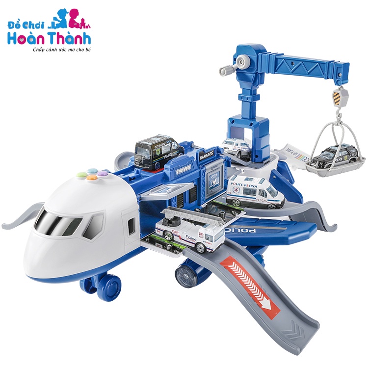 Đồ chơi máy bay biến dạng cho bé HOÀN THÀNH, gồm 3 ô tô oto 1 máy bay mini, tặng kèm 3 pin AA