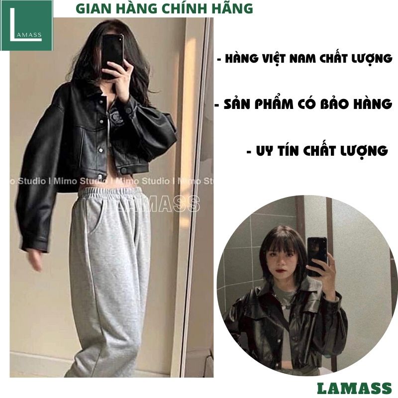 Áo khoác da croptop basic, áo khoác da nữ phong cách cá tính trẻ trung năng động mặc đi chơi đi học đi làm -LAMASS