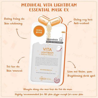 Mặt nạ dưỡng trắng sáng da chiết xuất Vitamin Mediheal Vita Lightbeam 10 miếng