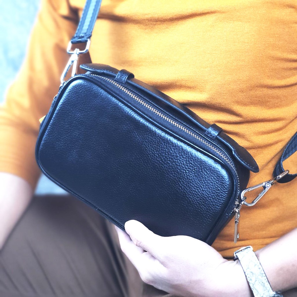 [Da thật][Freeship] Clutch hộp kết hợp túi đeo chéo da bò mill CL134LEA - 100% da bò thật, BH 3 năm | BigBuy360 - bigbuy360.vn