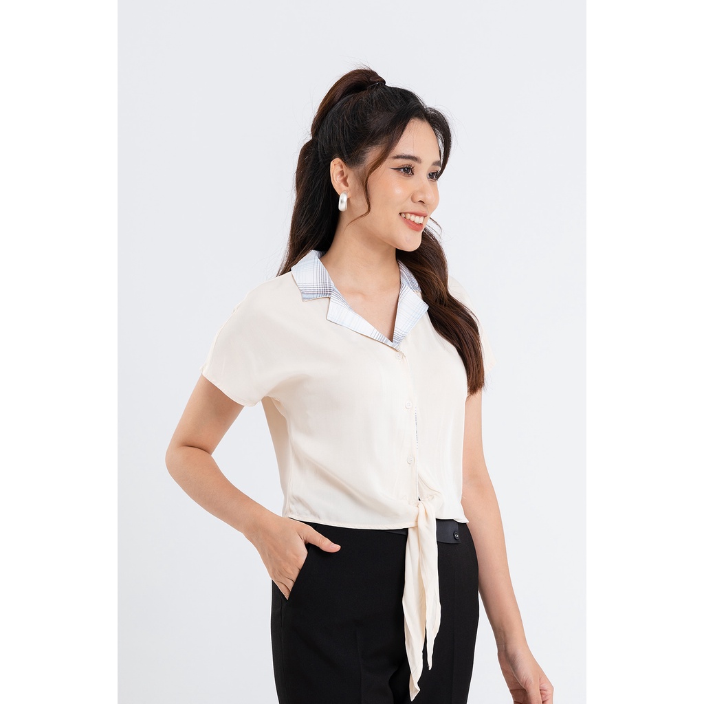 Áo Sơ Mi LAMER Cổ Bẻ Vai Liền Buộc Vạt L61H22H084
