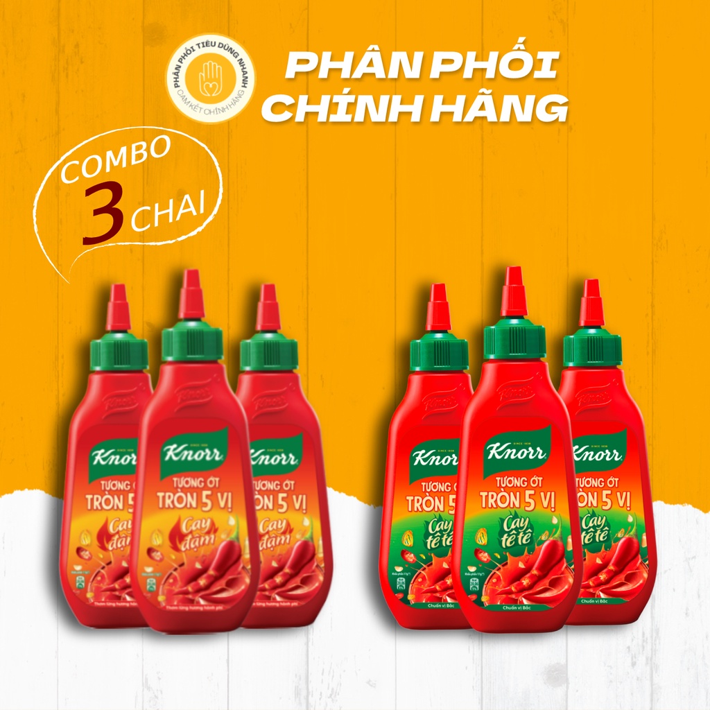 Combo 3 Chai Tương ỚT Knorr Tròn 5 Vị 220g