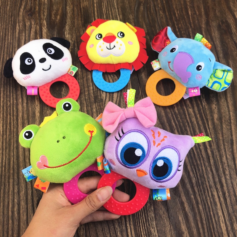 Lục Lạc Cầm Tay Thú Nhồi Bông Chút Chít Cho Bé Kèm Gặm Nướu Happy Monkey LL13