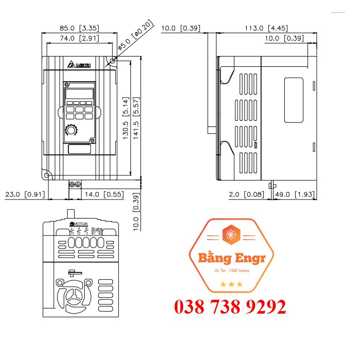 Biến tần Delta VFD-M 1.5kw vào 1 pha 220v ra 3 pha 220v