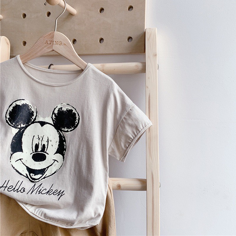 Áo thun tay ngắn in hình hoạt họa phong cách Hàn Quốc cho trẻ em