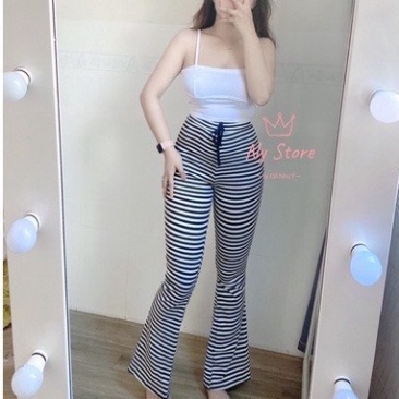 [HOT] Quần ống loe cạp cao legging dáng dài, Quần legging nữ ôm ống loe chất cottong co dãn QU43