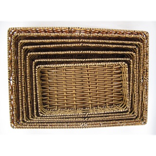 Khay chữ Nhật nhựa giả mây nhiều size